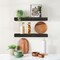 Sorbus Wood Floating Shelves for Wall - 16” Solid Wood Wall Shelves for Bathroom Decor, Books, Bedroom & Living Room - Set of 2 Black Wall Mounted Kitchen Shelves - Durable 100% Premium Solid Pine